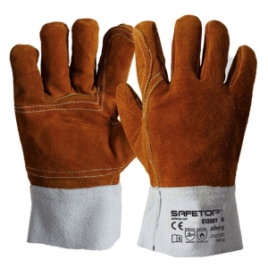 ALBORG Size 10 EXTRA LONG 40CM COW SPLIT LEATHER LINEN WELDER'S GLOVE W/PALM REINFORCEM  Yellow