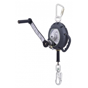 KALYPSO stainless steel WIRE rope, retraCTable fall arrester 10 m with integrated rescue winch