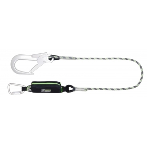 CURIOSITY-S Energy-absorbing lanyard (140 kg, sharp edges) with zipped pocket, Kernmantle anti-abrasion rope lg. 1.20 m, with aluminum conneCTors
