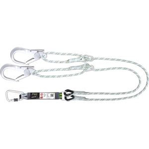 CURIOSITY - Forked Energy absorbing kernmantle rope lanyard 2 mtr with ring adjuster