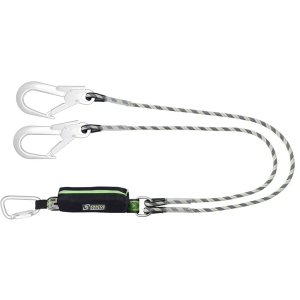 CURIOSITY-S - Forked energy absorbing kernmantle rope lanyard with aluminium conneCTors, lg. 1,50 m