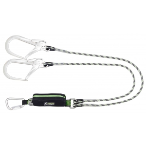 CURIOSITY-S - Forked energy absorbing kernmantle rope lanyard with aluminium conneCTors, lg. 1,50 m