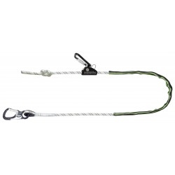 ASTRA, Work positioning lanyard, Kernmantle rope lg., aluminum grip adjuster and connectors